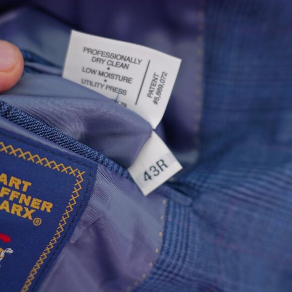 Hart Schaffner Marx Wool Blue Plaid W/ Purple Windowpane Blazer / Sport Coat 42R - Picture 10 of 13